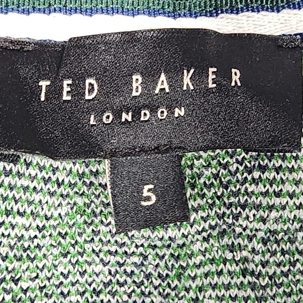 Ted Baker Boucle Jacquard Quarter Zip Short‎ Sleeve Polo Shirt Mens 5/XL - Picture 3 of 14